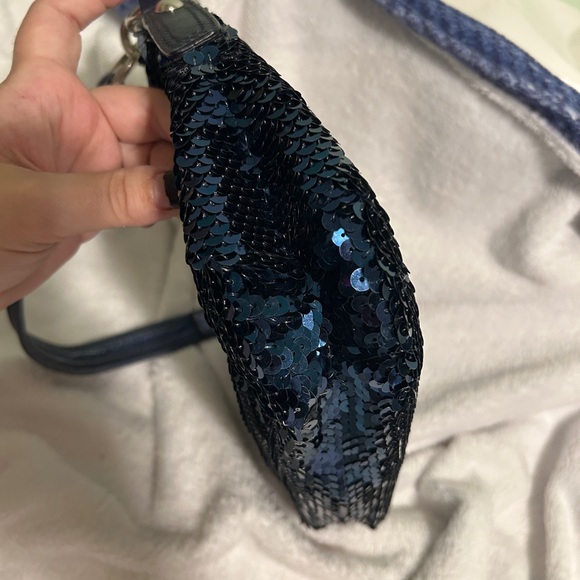 Blue Sequin Coach Poppy Sholder Bag - Picture 11 of 15